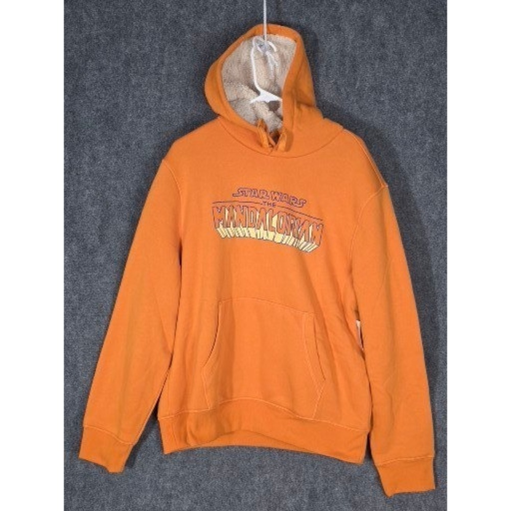 Star Wars The Mandalorian Amazon Essentials Orange Sherpa Lined Hoodie‎ Mens L